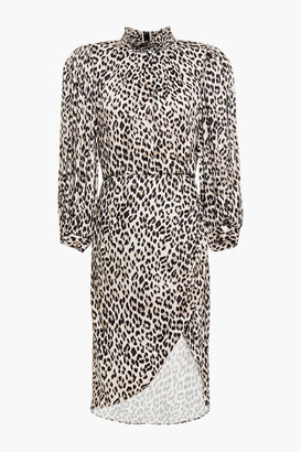 Alice + Olivia Jerilyn Shirred Leopard-print Cupro-blend Jacquard Dress