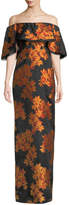 Thumbnail for your product : Zac Posen Off-the-Shoulder Floral Popover Cocktail Gown