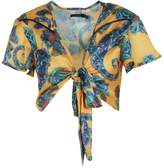 Thumbnail for your product : boohoo Tie Front Printed Western Shirt