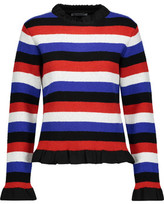 Thumbnail for your product : J.W.Anderson Ruffled Striped Bouclé Sweater