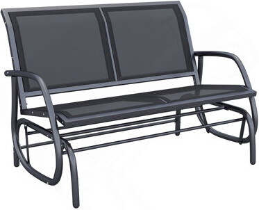Ebern Designs Outsunny 2-Person Outdoor Glider Bench Patio Double Swing Rocking Chair Loveseat W/ Powder Coated Steel Frame For Backyard Garden Porch Black