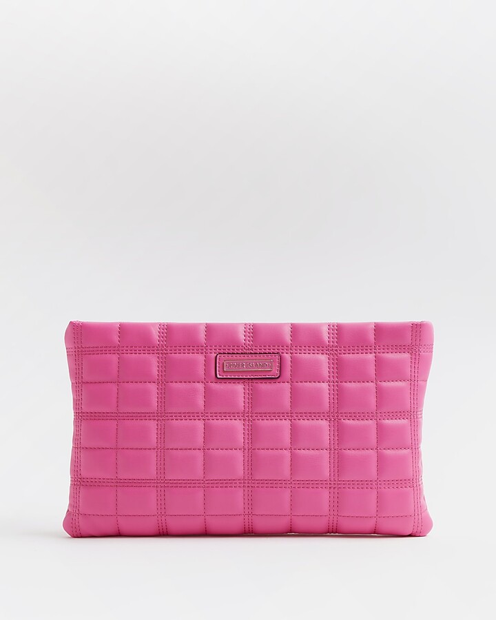 River Island Womens Pink quilted clutch bag - ShopStyle
