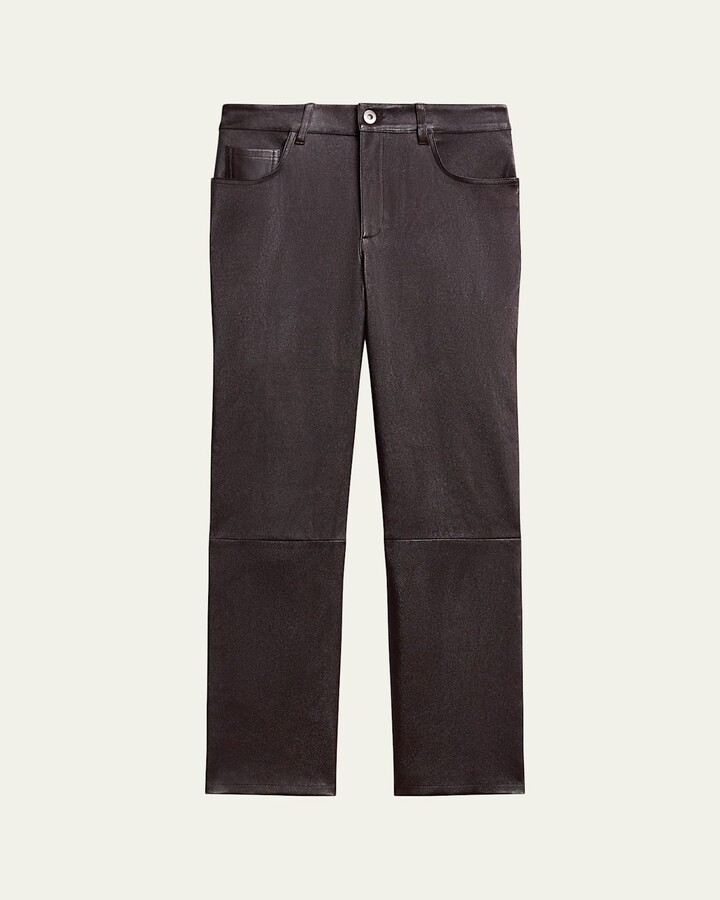 Theory Mid-Rise Nappa Leather Pants