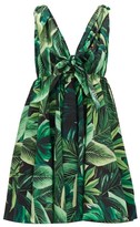 Thumbnail for your product : Dolce & Gabbana Tie-strap Jungle-print Cotton Mini Dress - Green Multi