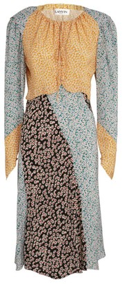 Lanvin Floral Patch Midi Dress