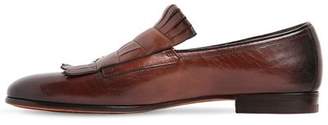 Santoni Fringed Leather Monk Strap Shoes