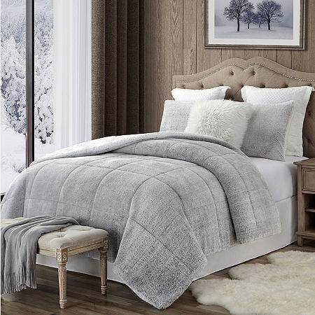 Swift Home Cozy Plush Faux Fur & Sherpa Reversible 3-pc. Midweight Down Alternative Comforter Set