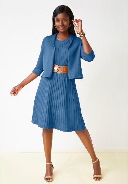 Jessica London JessicaLondon2-PieceSweaterJacketDress-12DustyIndigo