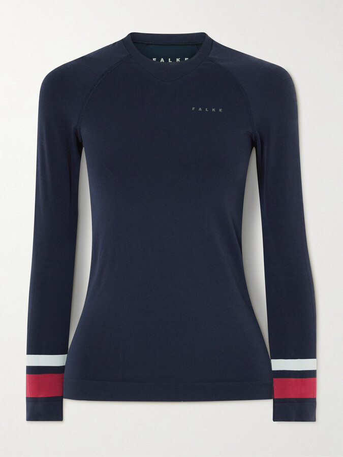 FALKE ERGONOMIC SPORT SYSTEM Maximum Warm Striped Jersey Base Layer - Blue