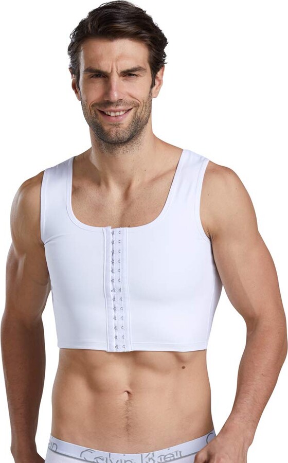 BaronHong Men's Body Shaper Chest Binder Flat Compression 3 Rows Clasp