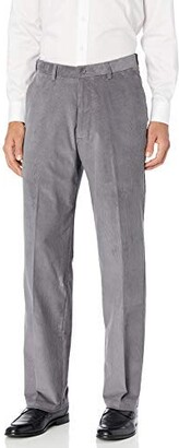 Haggar mens Stretch Corduroy Expandable Waist Classic Fit Flat Front Casual Pants