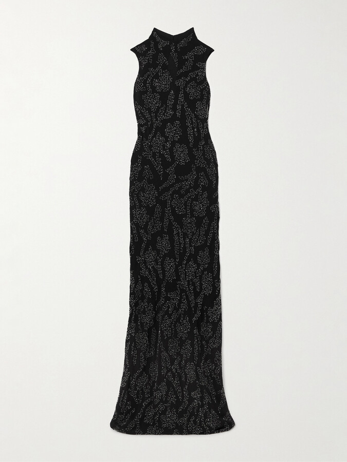 Veronica Beard Sylven Bead-embellished Georgette Maxi Dress - Black