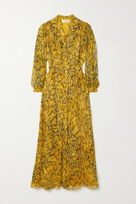 Diane von Furstenberg - Carter Belted Printed Chiffon Maxi Dress - Yellow
