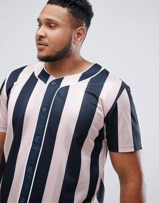 ASOS DESIGN Plus relaxed baseball t-shirt with vertical stripe in poly