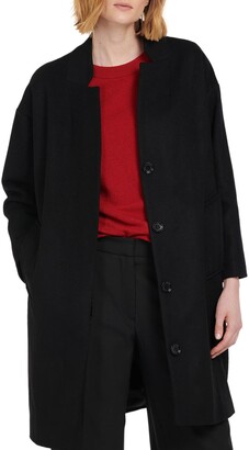 black wool cocoon coat