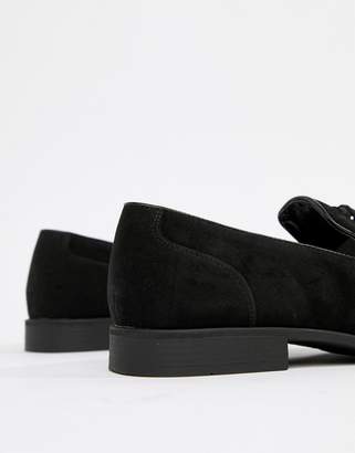 ASOS Design Vegan Friendly Tassel Loafers In Black Faux Suede