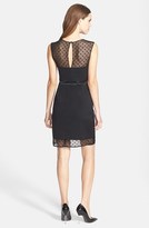Thumbnail for your product : Aidan Mattox Flocked Mesh Belted Sheath Dress