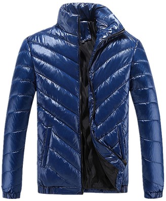 CHENMA Men Winter Fashion Stand Collar Windproof Padded Puffer Jacket Shiny Coat Outwear