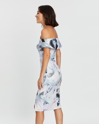 Montique - Women's Neutrals Off the Shoulder Dresses - Maria Printed Scuba Dress - Size One Size, 14 at The Iconic