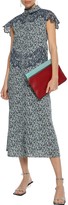 Thumbnail for your product : Paco Rabanne Broderie Anglaise-trimmed Floral-print Cotton-poplin Midi Dress