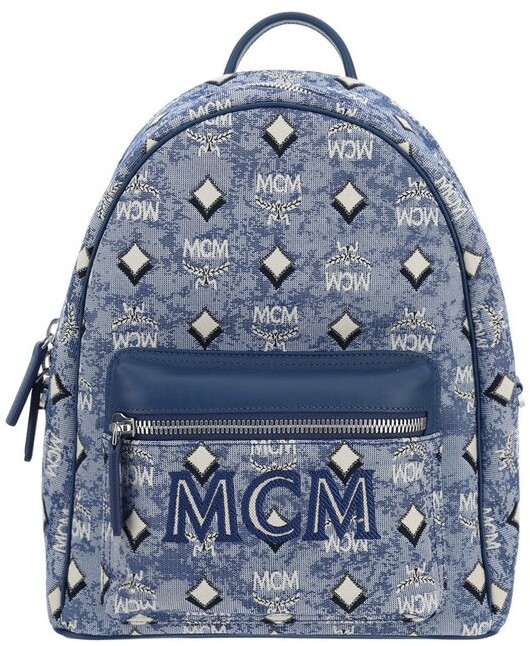 blue mcm pouch