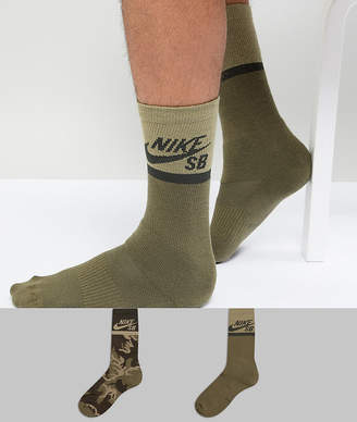 Nike Sb SB 2 Pack Crew Socks In Green SX6848-902