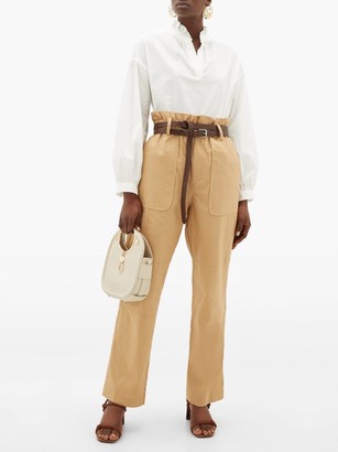 Sea Scott Paperbag-waist Cotton-blend Trousers - Camel