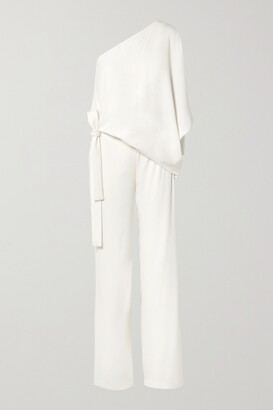 Halston One-shoulder Crepe Jumpsuit - Off-white
