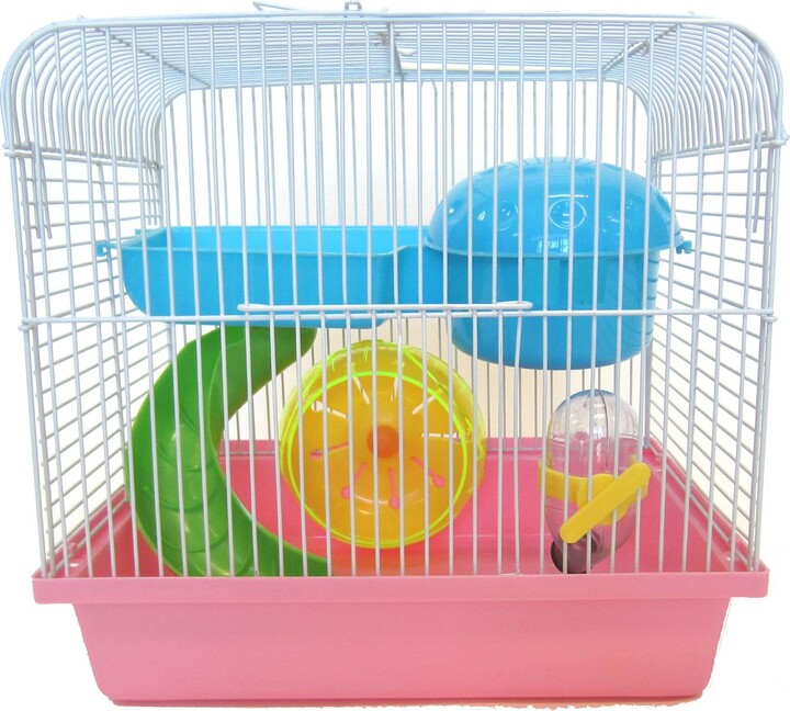 YML Square Hamster Habitat & Accessories, Pink, Medium