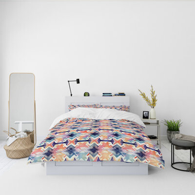 Folk N Funky Purple/Blue/Orange Microfiber Duvet Cover Set