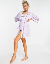 Thumbnail for your product : Juicy Couture satin robe with embroidered back logo in lilac