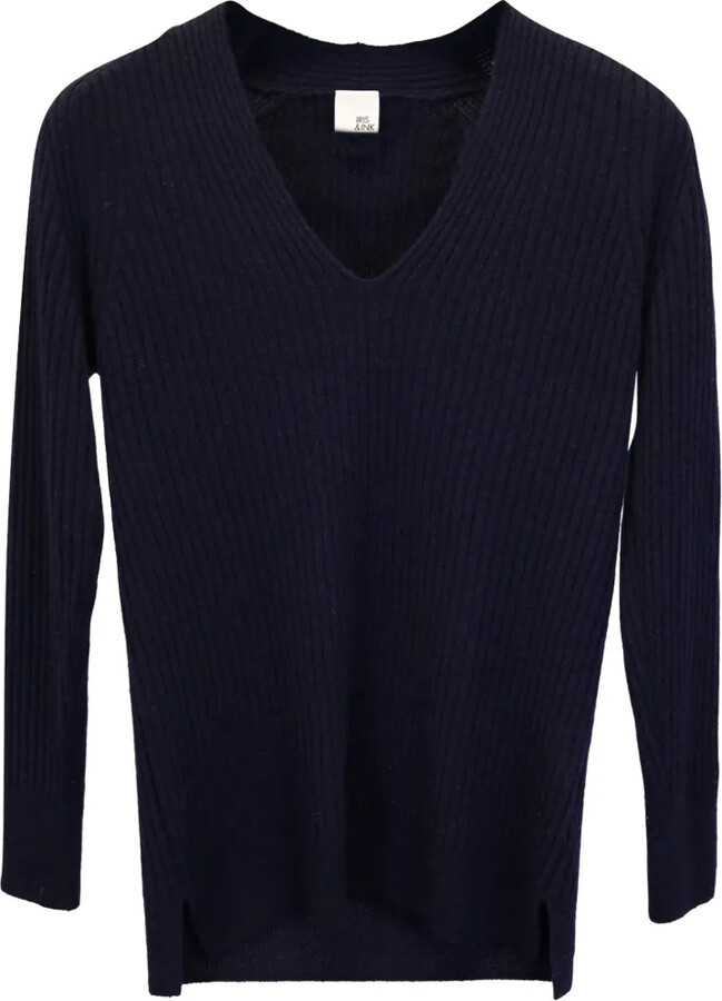 Iris & Ink V-neck ribbed sweater