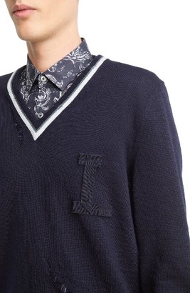 Lanvin Men's V-Neck Wool Pullover