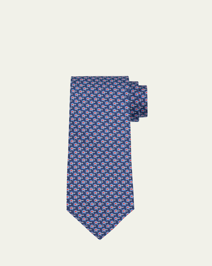Ferragamo Men's Bullseye-Print Silk Tie