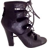 Black Exotic Leathers Ankle Boots 