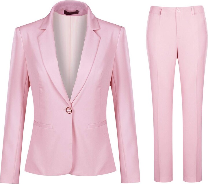YFFUSHI Women 2-Piece Trouser-Suit Blazer Ladies Formal Office Business ...