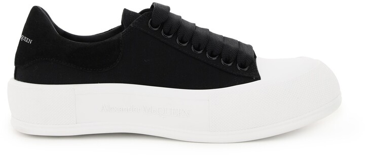 Alexander McQueen CANVAS SKATE SNEAKERS 39 Black, White Leather - ShopStyle