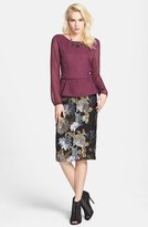 Thumbnail for your product : Nordstrom ASTR Jacquard Button Back Peplum Top Exclusive)