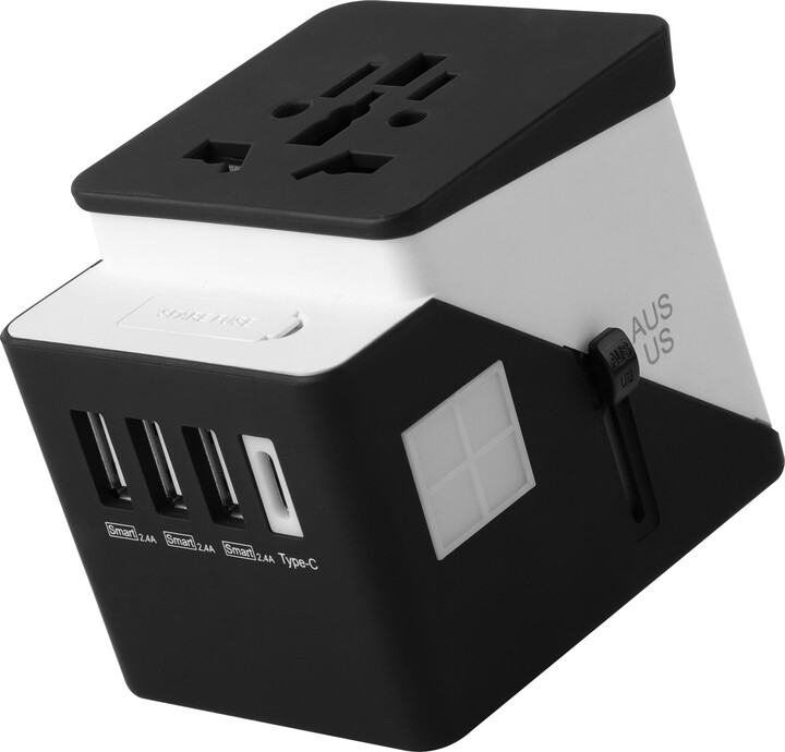 Protege International Travel Power Adapter with USB-C Port, White, 5oz