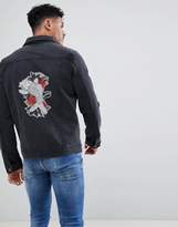 Thumbnail for your product : N. Liquor Poker Embroidered Koi And Crane Denim Jacket