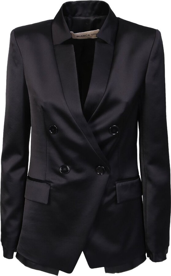 Blanca Vita Satin Double-Breasted Blazer