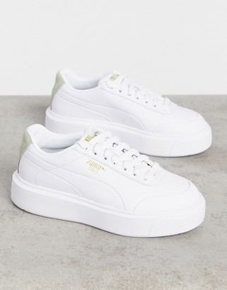 puma deva reptile flatform trainers in stone