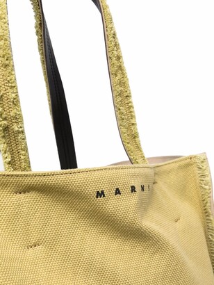 Marni Logo-Print Frayed Shoulder Bag