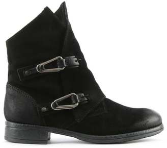 Mjus Alera Black Leather Double Buckle Ankle Boot