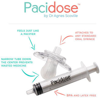 Pacidose pacifier medication dispenser