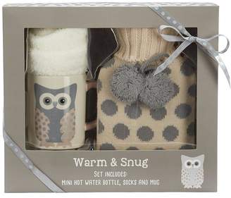 Snowy Owl Warm & Snug Set With Hot Water Bottle, Socks & Mug