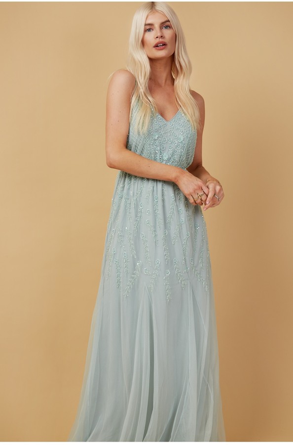 little mistress floral applique maxi dress