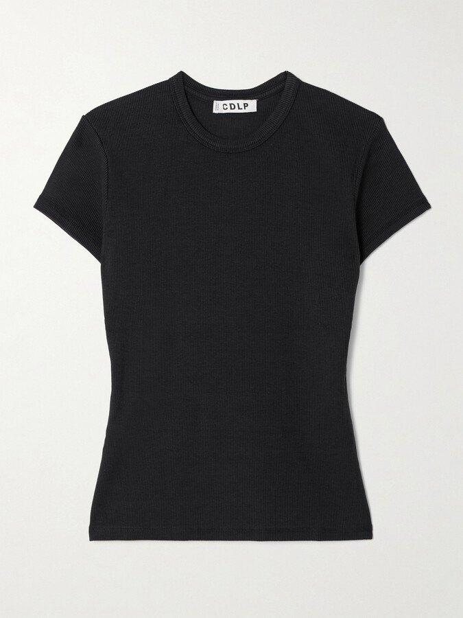 CDLP Ribbed Stretch Lyocell And Cotton-blend T-shirt - Black