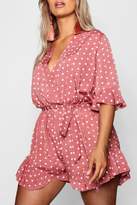 Thumbnail for your product : boohoo Plus Spotty Wrap Playsuit
