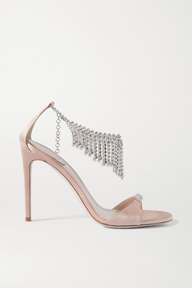 Rene Caovilla Crystal-embellished Satin Sandals - Neutral